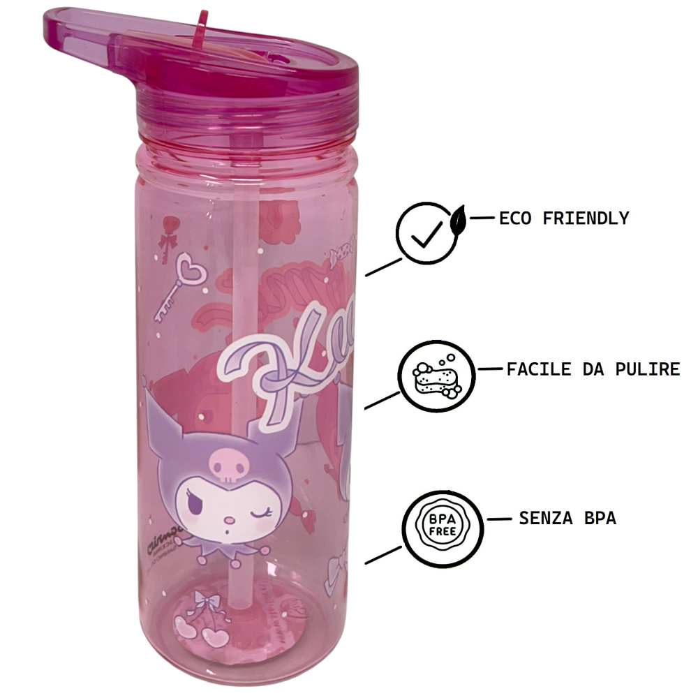 BORRACCIA ECOZEN KUROMI SANRIO IN TRITAN BOTTIGLIA CON BECCUCCIO RIPIEGABILE 580 ML -86695