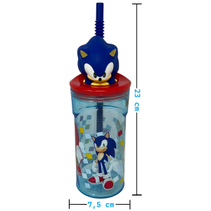 BICCHIERE CON CANNUCCIA SONIC PERSONAGGIO 3D 360 ML BPA FREE - 86693