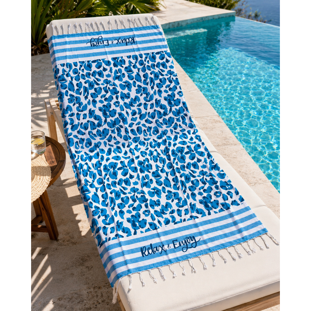 TELO MARE CON FRANGE 190 X 70 CM ASCIUGAMO IN MISTO COTONE ACCESSORIO SPIAGGIA PISCINA