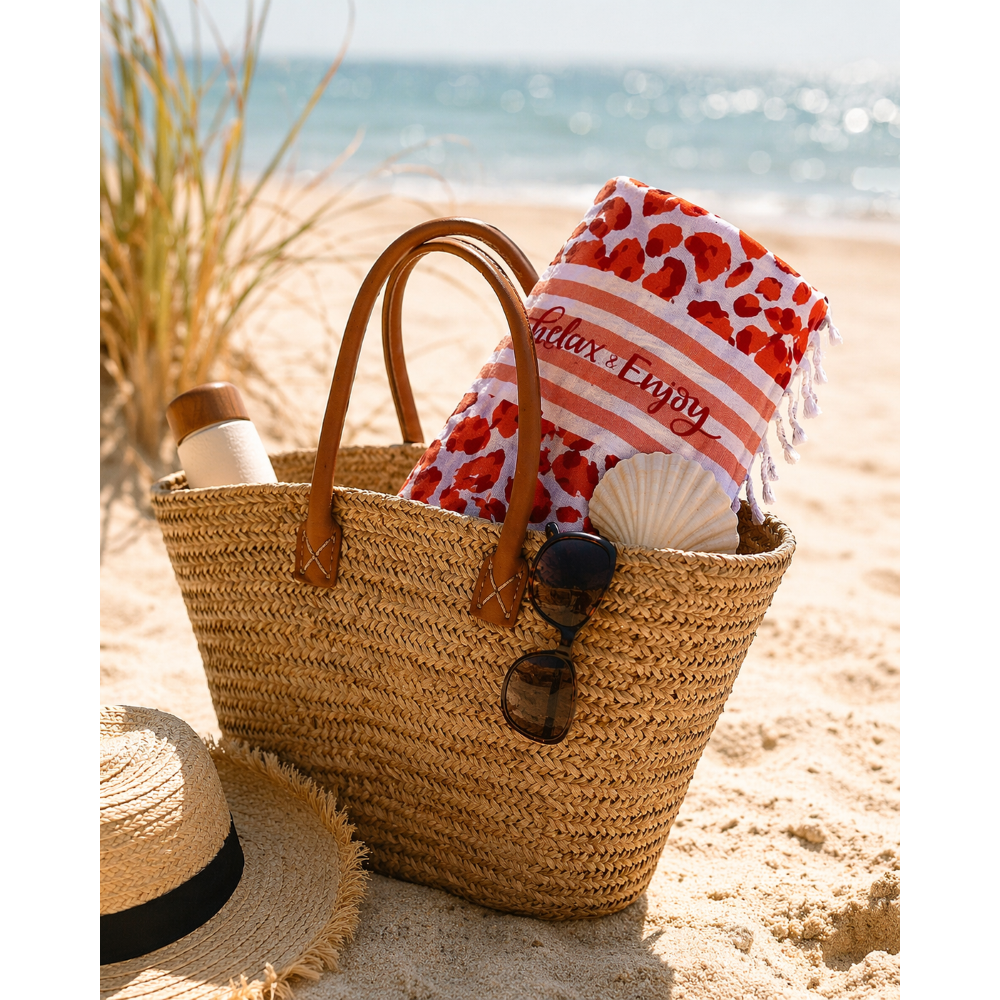 TELO MARE CON FRANGE 190 X 70 CM ASCIUGAMO IN MISTO COTONE ACCESSORIO SPIAGGIA PISCINA