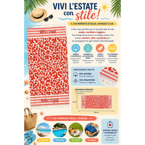 TELO MARE CON FRANGE 190 X 70 CM ASCIUGAMO IN MISTO COTONE ACCESSORIO SPIAGGIA PISCINA