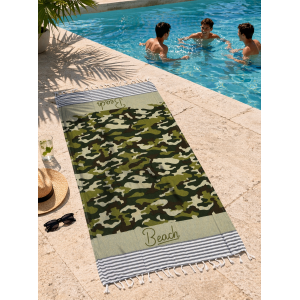 TELO MARE CON FRANGE 190 X 70 CM ASCIUGAMO IN MISTO COTONE ACCESSORIO SPIAGGIA PISCINA