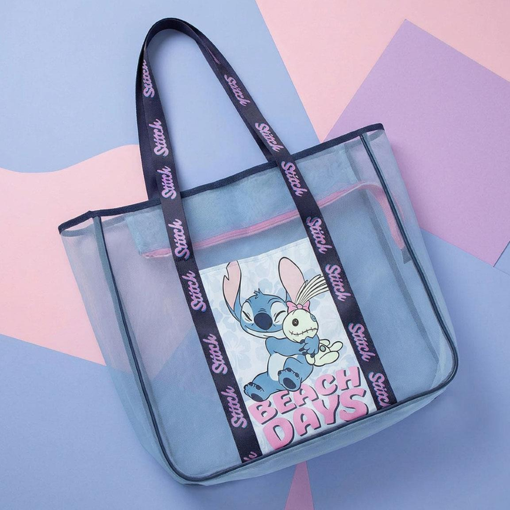 BORSA MARE STITCH DISNEY DA SPIAGGIA MAXI SHOPPER TEMPO LIBERO 62 CM CON MANICI - 5695
