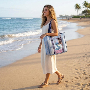 BORSA MARE STITCH DISNEY DA SPIAGGIA MAXI SHOPPER TEMPO LIBERO 62 CM CON MANICI - 5695