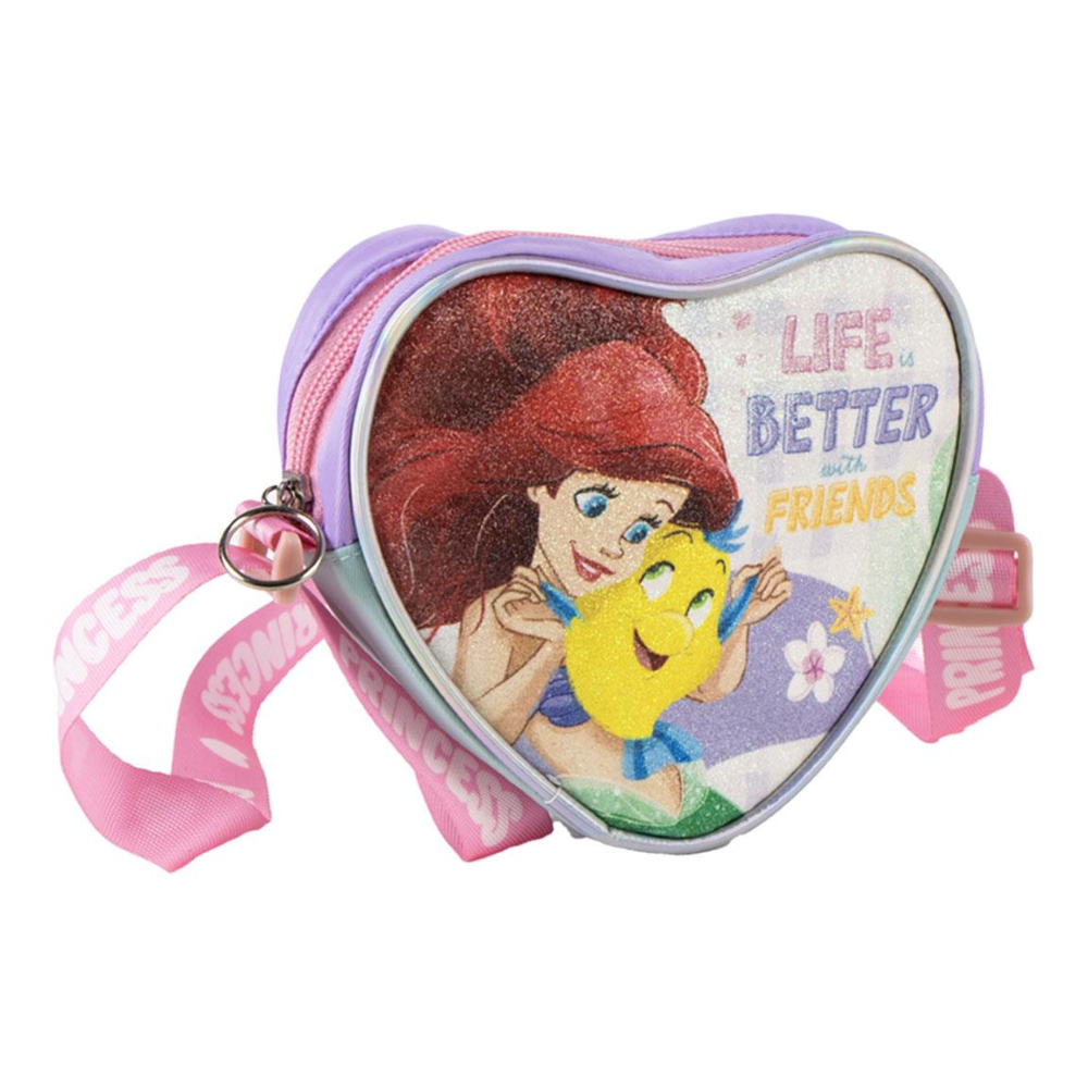 BORSA PASSEGGIO PRINCIPESSE DISNEY A CUORE GLITTER CON TRACOLLA REGOLABILE - 6434