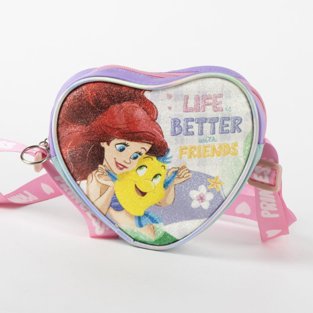 BORSA PASSEGGIO PRINCIPESSE DISNEY A CUORE GLITTER CON TRACOLLA REGOLABILE - 6434