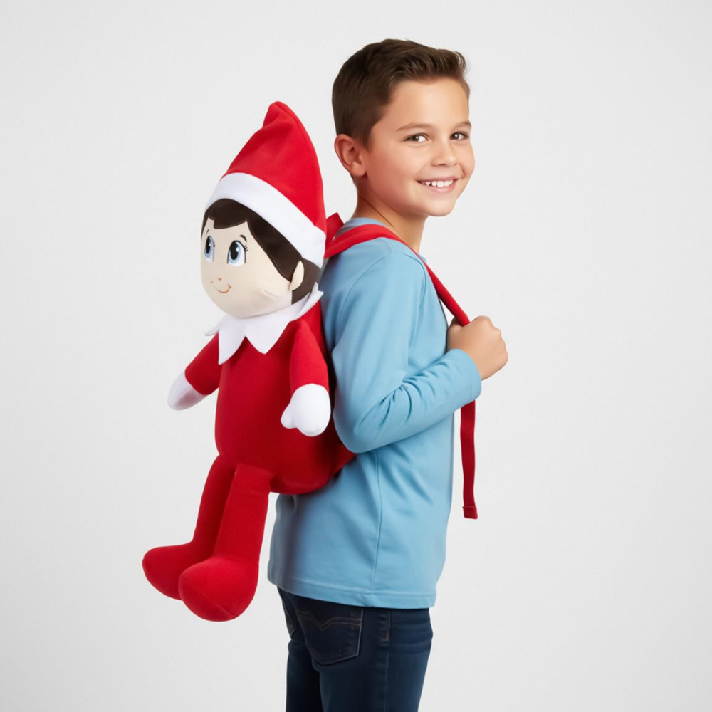 ZAINETTO IN PELUCHE ELFO NATALE CON SPALLACCI REGOLABILI ACCESSORIO DA PASSEGGIO BAMBINI- 6359