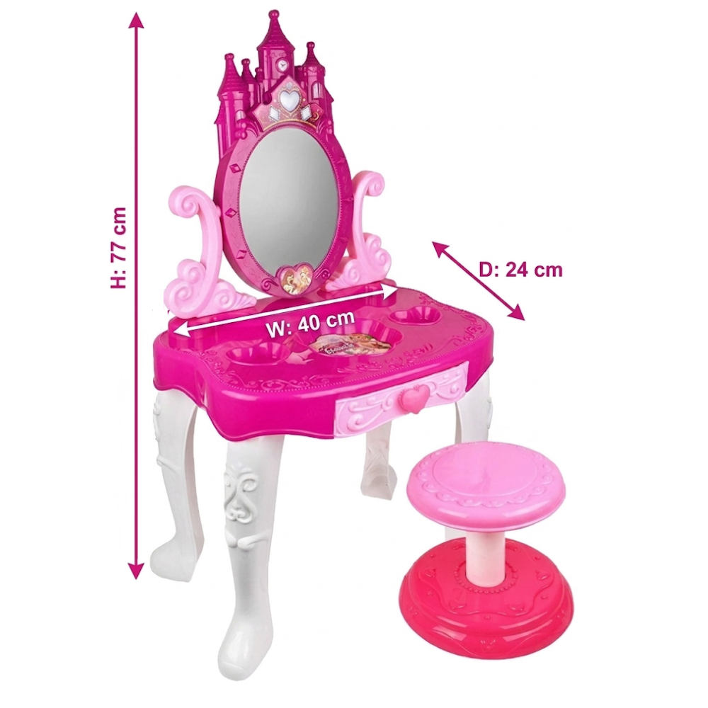 SPECCHIERA CON LUCI E SUONI TAVOLINO SGABELLO GIOIELLI IN CONFEZIONE REGALO - TOY0273