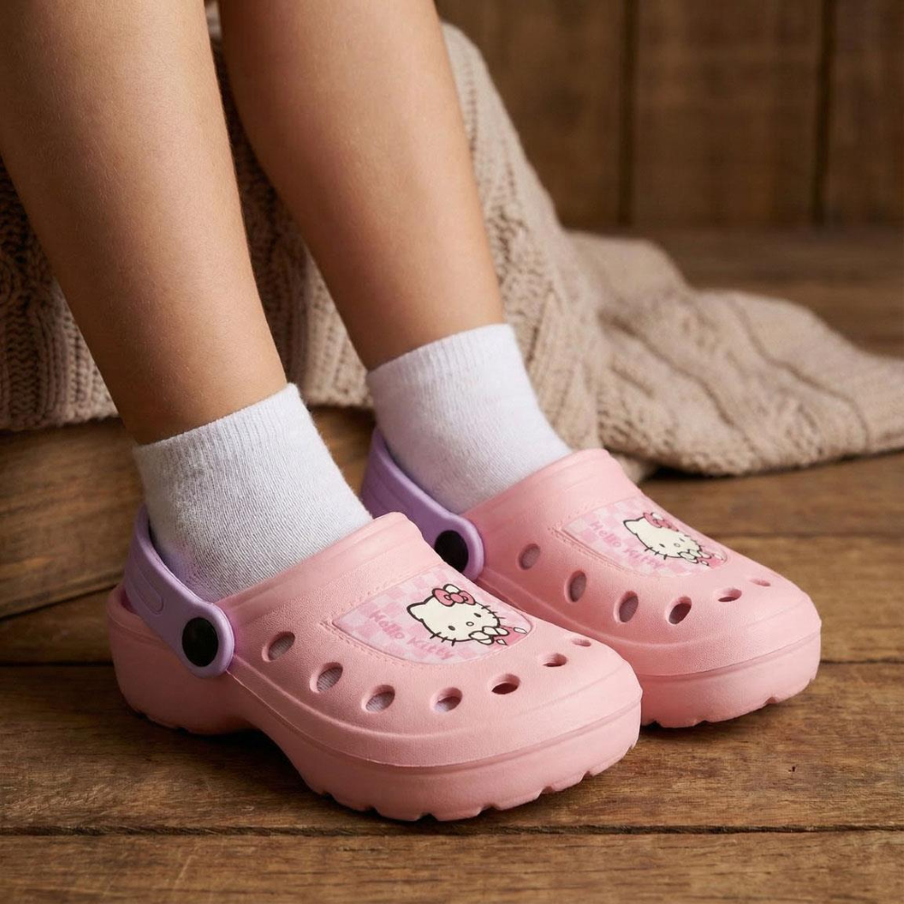 CIABATTE HELLO KITTY MODELLO CROCS IN EVA CON CINTURINO BAMBINA PISCINA MARE - 7272ROSA