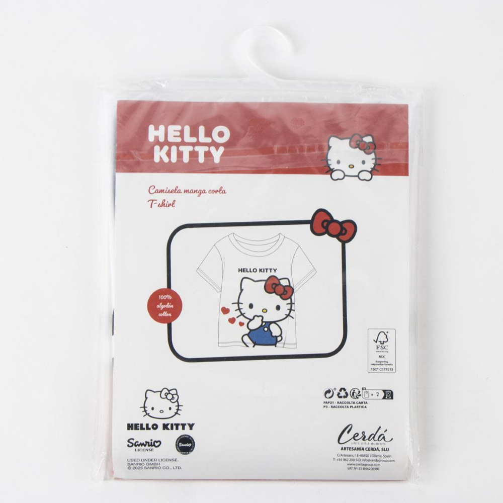 T-SHIRT MANICA CORTA HELLO KITTY SANRIO MAGLIETTA 100% COTONE - 3121
