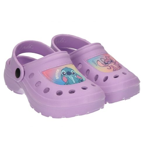 CIABATTE STITCH DISNEY MODELLO CROCS IN EVA CON CINTURINO BAMBINA PISCINA MARE - 7271LILLA