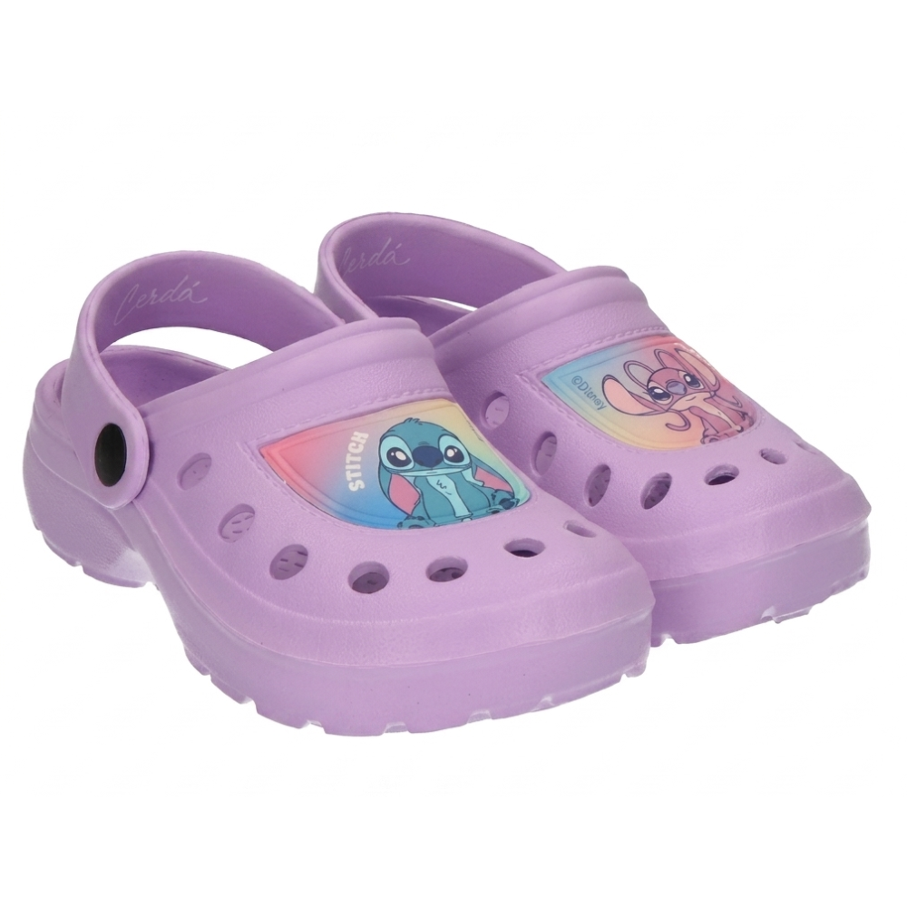 CIABATTE STITCH DISNEY MODELLO CROCS IN EVA CON CINTURINO BAMBINA PISCINA MARE - 7271LILLA