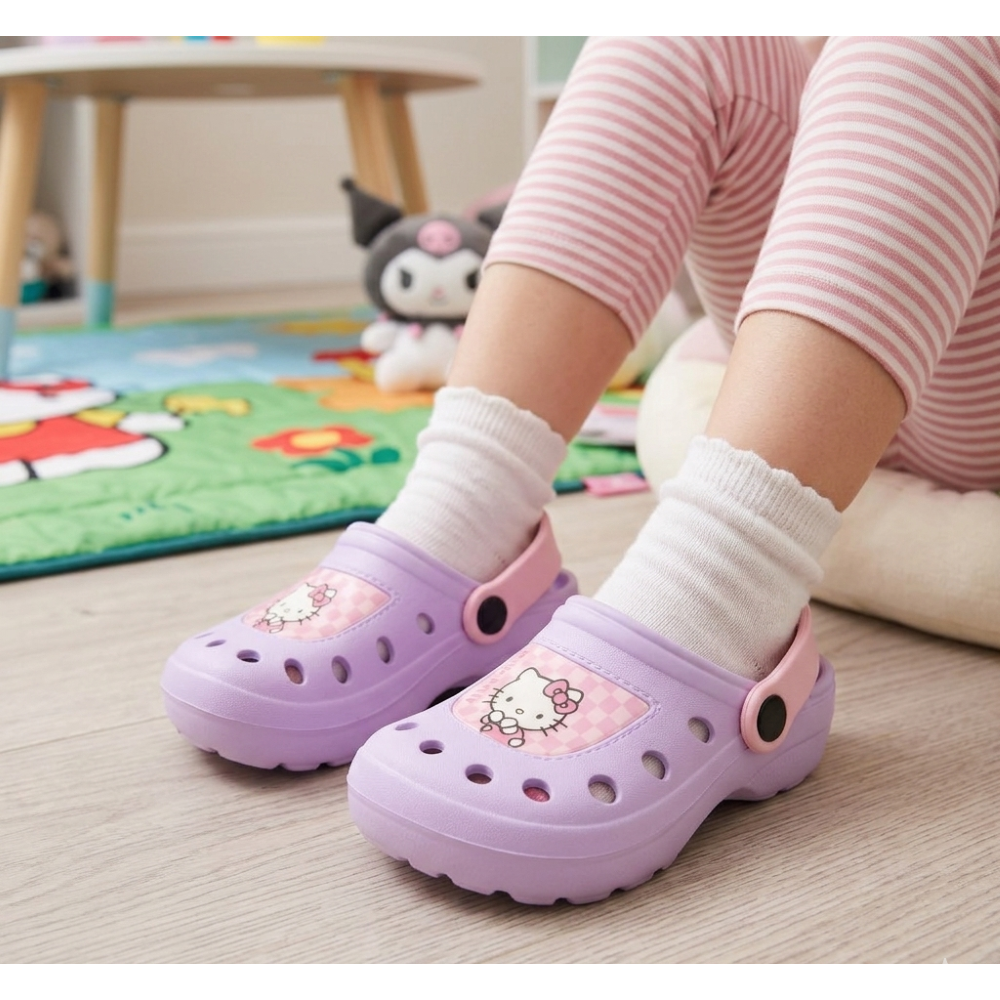 CIABATTE HELLO KITTY MODELLO CROCS IN EVA CON CINTURINO BAMBINA PISCINA MARE - 7272LILLA