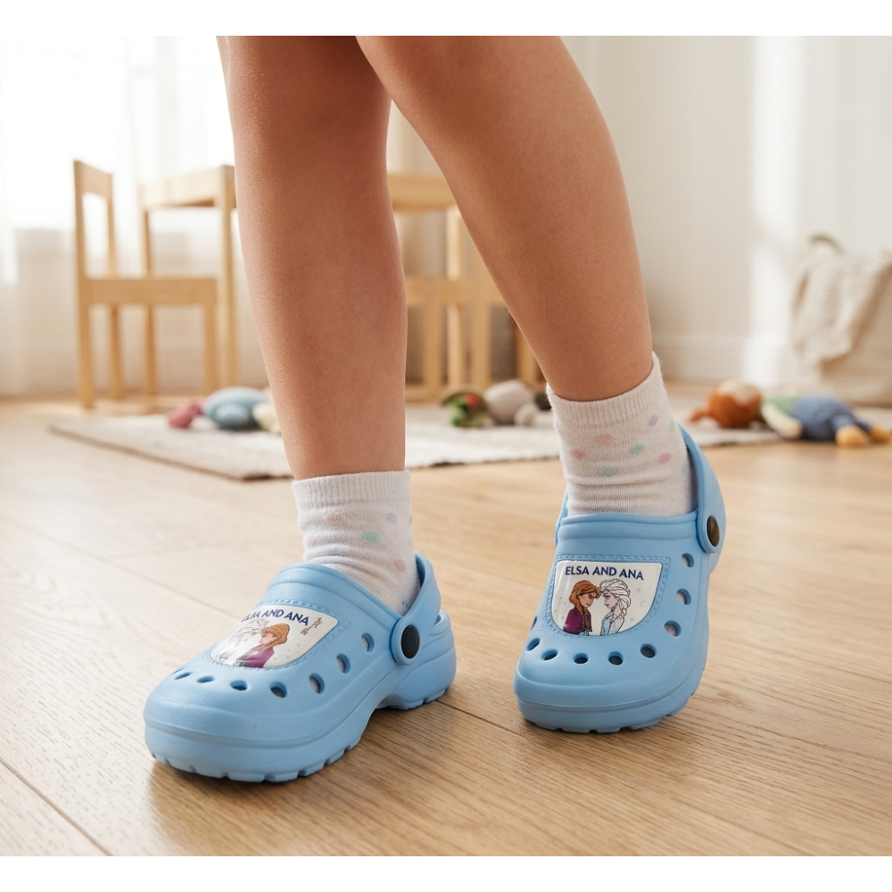 CIABATTE FROZEN MODELLO CROCS IN EVA CON CINTURINO BAMBINA PISCINA MARE - 6438CELESTE