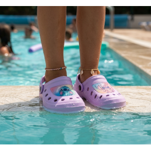 CIABATTE STITCH DISNEY MODELLO CROCS IN EVA CON CINTURINO BAMBINA PISCINA MARE - 7271LILLA