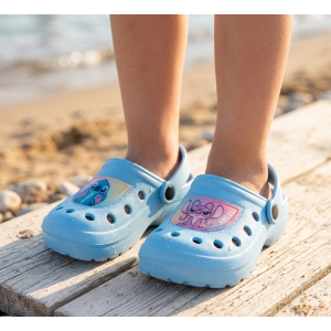 CIABATTE STITCH DISNEY MODELLO CROCS IN EVA CON CINTURINO BAMBINA PISCINA MARE - 7271CELESTE
