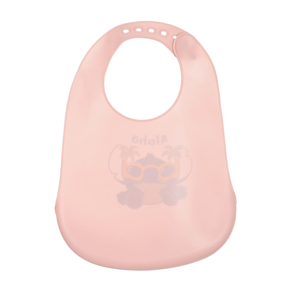 BAVETTO STITCH DISNEY BAVAGLINO IN SILICONE 30 X 23 CM CON TASCA RACCOGLI BRICIOLE PER BAMBINI - EZ09019