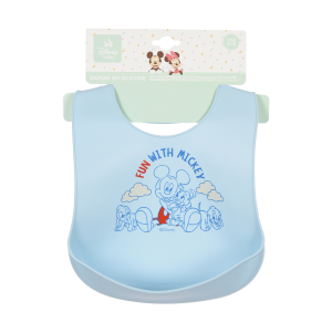 BAVETTO TOPOLINO DISNEY BAVAGLINO IN SILICONE 30 X 23 CM CON TASCA RACCOGLI BRICIOLE PER BAMBINI - EZ09010