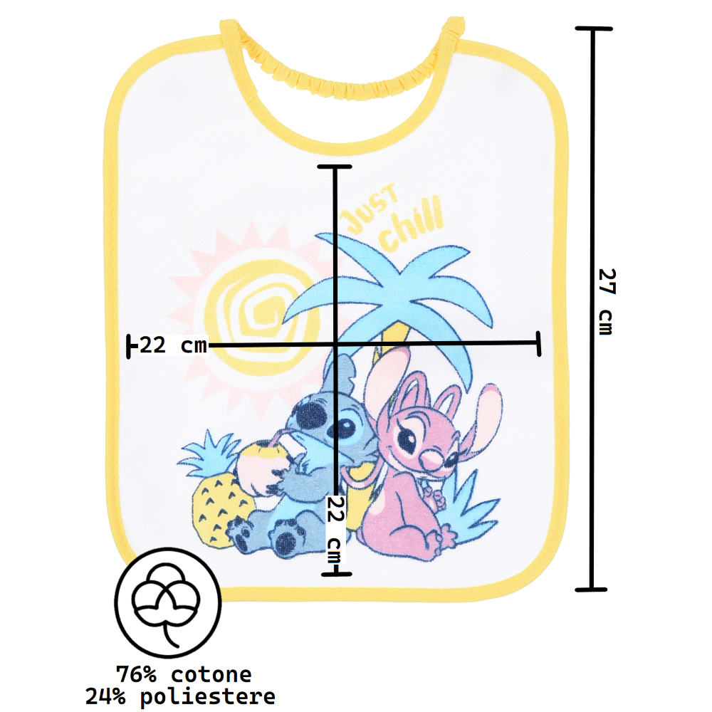 BAVETTE STITCH DISNEY SET 6 BAVAGLINI 27 X 22,5 CM IN SPUGNA PER BAMBINI - EZ09002
