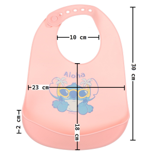 BAVETTO STITCH DISNEY BAVAGLINO IN SILICONE 30 X 23 CM CON TASCA RACCOGLI BRICIOLE PER BAMBINI - EZ09019