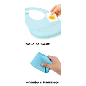 BAVETTO TOPOLINO DISNEY BAVAGLINO IN SILICONE 30 X 23 CM CON TASCA RACCOGLI BRICIOLE PER BAMBINI - EZ09010