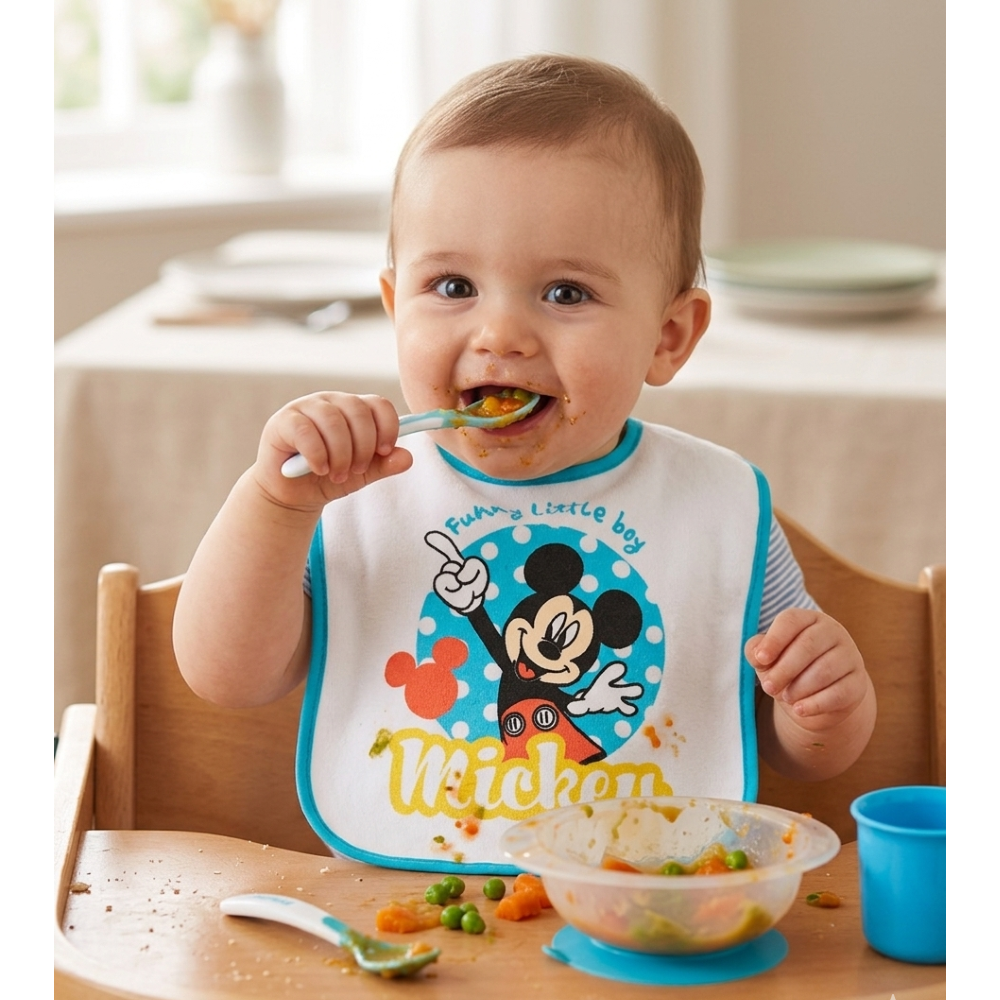 BAVETTE TOPOLINO DISNEY SET 6 BAVAGLINI 27 X 22,5 CM IN SPUGNA PER BAMBINI - EZ09014