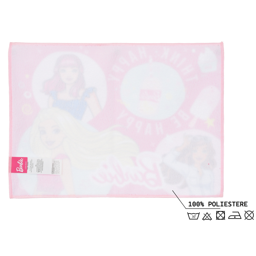 TOVAGLIETTA BARBIE MATTEL IN TESSUTO DA COLAZIONE PRANZO 40X30 CM - EZ18024