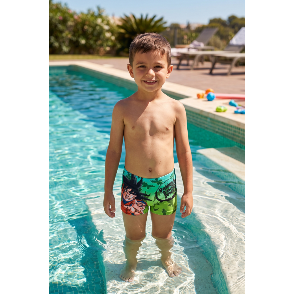COSTUME DA BAGNO DRAGON BALL SUPER MODELLO PARIGAMBA BOXER MARE PISCINA BAMBINO - EZ18179VERDE