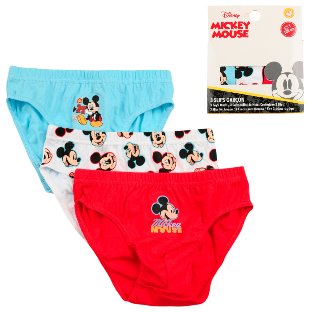 MUTANDINE SET 3 PEZZI TOPOLINO DISNEY SLIP IN COTONE IN SCATOLA 3/6 ANNI- EZ30062