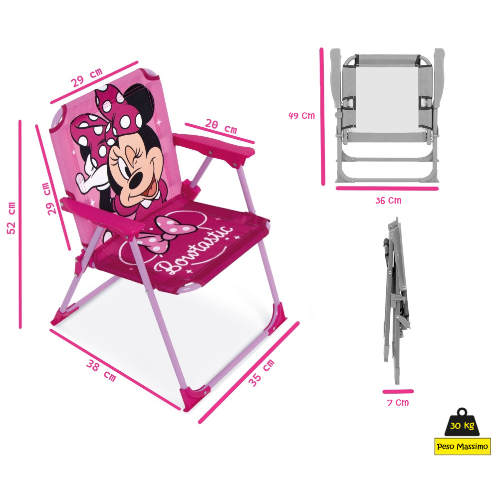 SEDIA PIEGHEVOLE MINNIE PER MARE E GIARDINO 100% POLIESTERE- 86732