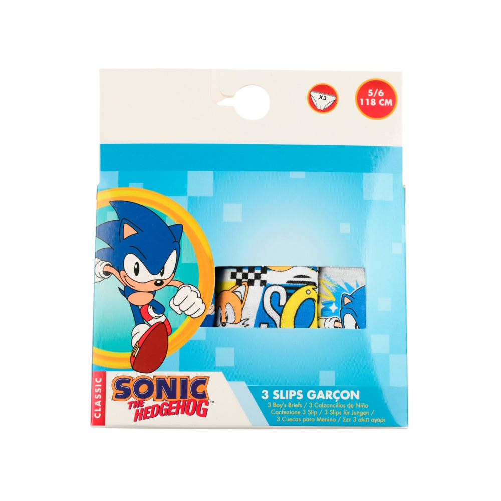 MUTANDINE SET 3 PEZZI SONIC SLIP IN COTONE IN SCATOLA 3/8 ANNI- EZ30032
