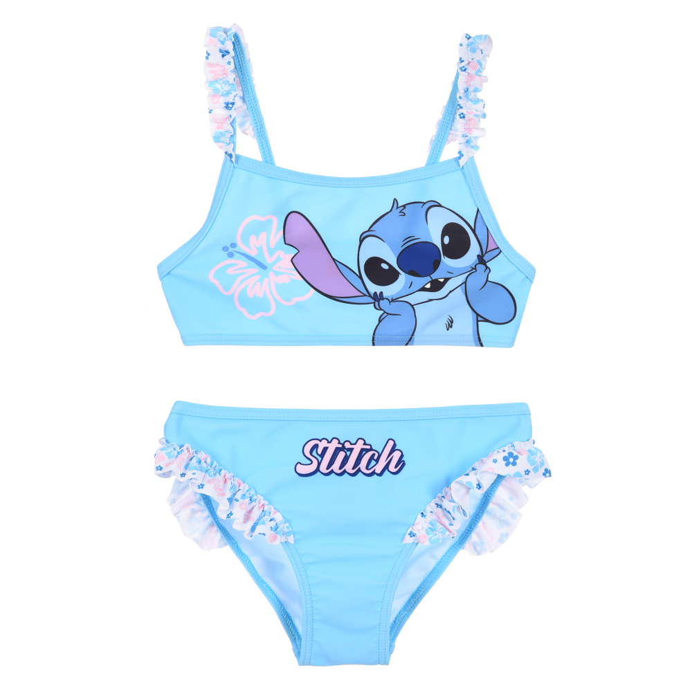 COSTUME DA BAGNO STITCH DISNEY BIKINI MARE DUE PEZZI TOP E SLIP BAMBINA - EZ18070AZZURRO