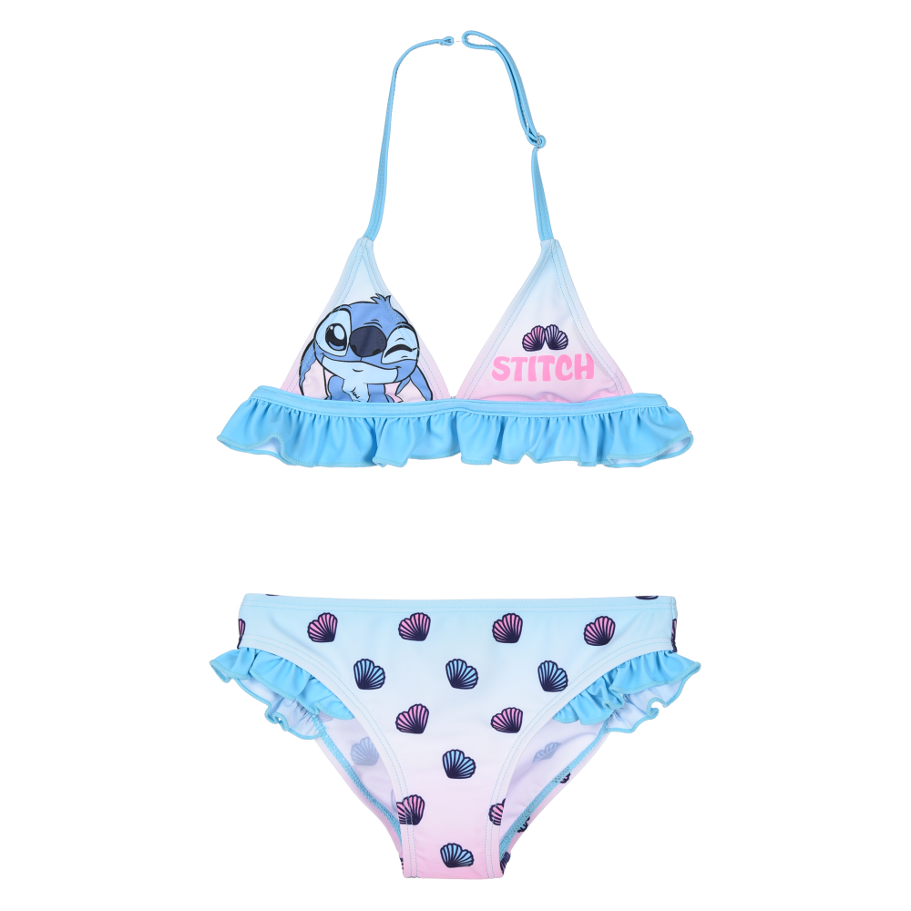 COSTUME DA BAGNO STITCH DISNEY BIKINI MARE 2 PEZZI TOP E SLIP BAMBINA - EZ18072AZZURRO