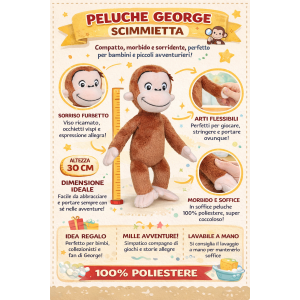 PELUCHE CURIOSO COME GEORGE MORBIDO PUPAZZO UNIVERSAL 30 CM - CUU09000