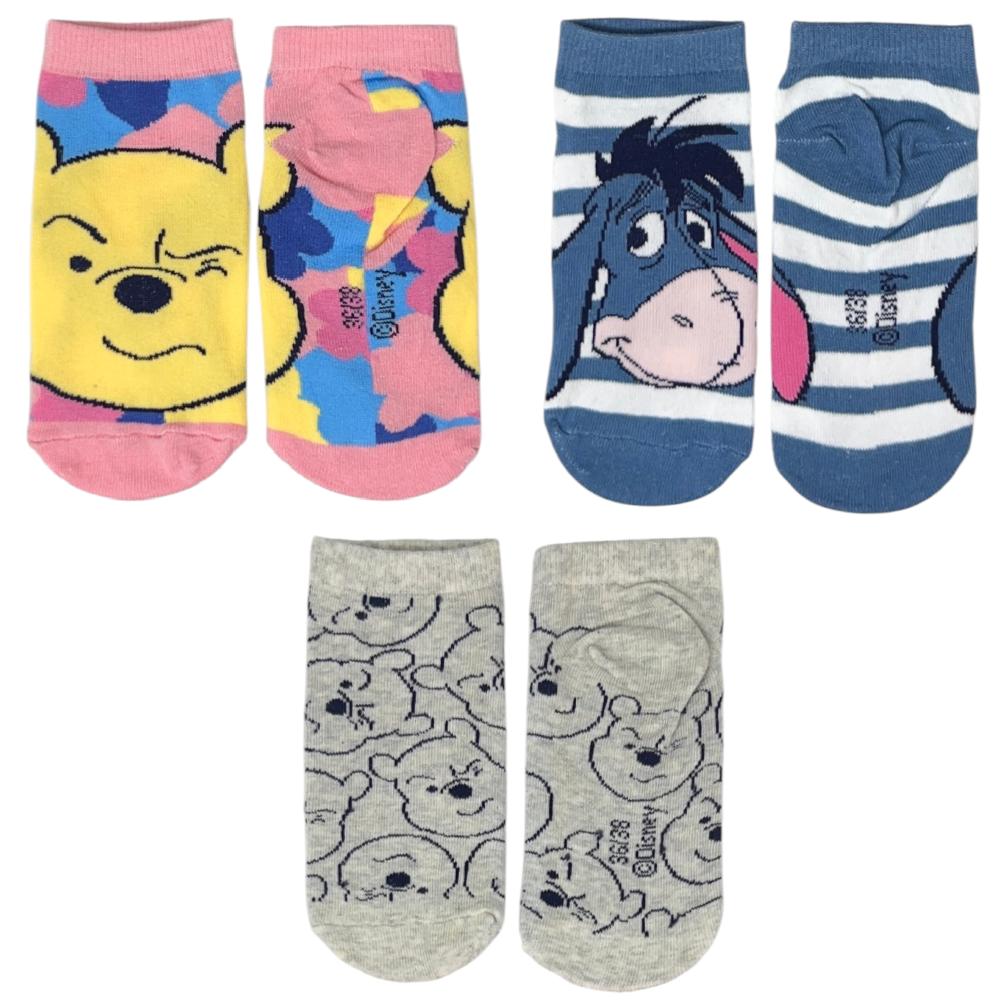 CALZINI WINNIE THE POOH DISNEY IN MISTO COTONE 3 PAIA ASSORTITI ADULTO 36/41 - EZ39002/2