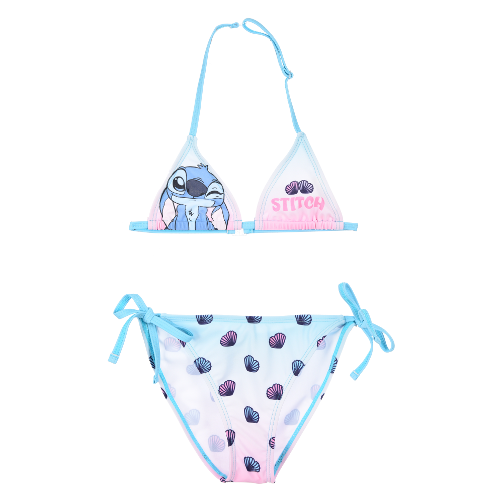COSTUME DA BAGNO DISNEY STITCH 2 PEZZI BIKINI MARE TOP E SLIP BAMBINA - EZ18232AZZURRO