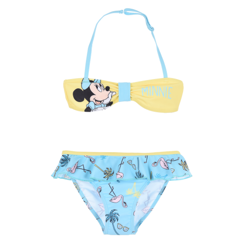 COSTUME DA BAGNO MINNIE DISNEY 2 PEZZI BIKINI MARE TOP E SLIP BAMBINA - EZ18102CELESTE