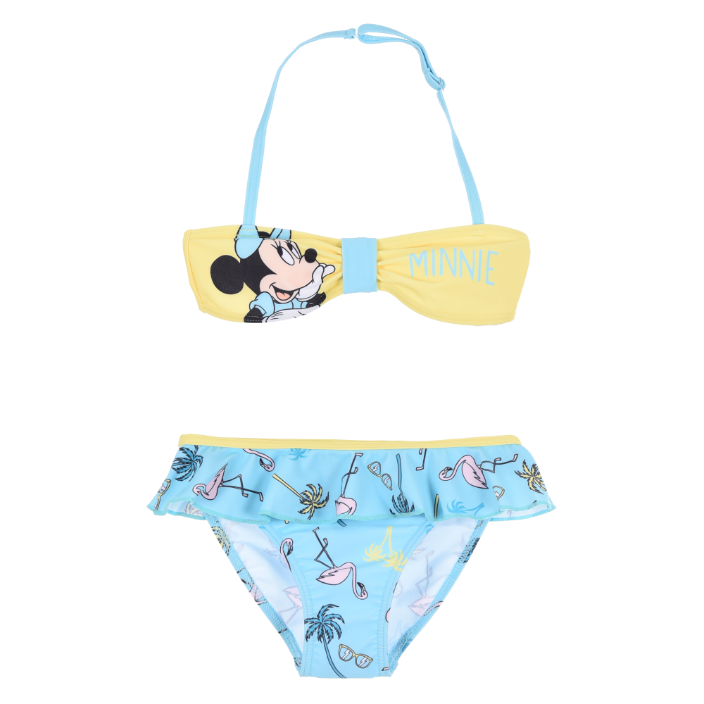 COSTUME DA BAGNO MINNIE DISNEY 2 PEZZI BIKINI MARE TOP E SLIP BAMBINA - EZ18102CELESTE