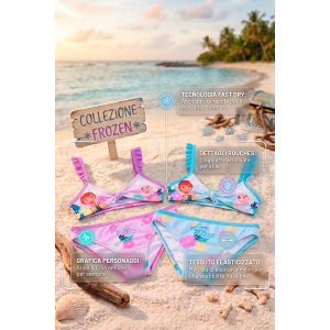 COSTUME DA BAGNO FROZEN DISNEY 2 PEZZI BIKINI MARE TOP E SLIP BAMBINA -EZ18055VIOLA