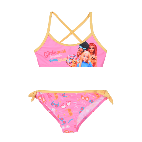 COSTUME DA BAGNO BARBIE MATTEL 2 PEZZI BIKINI MARE TOP E SLIP BAMBINA - EZ18019FUCSIA