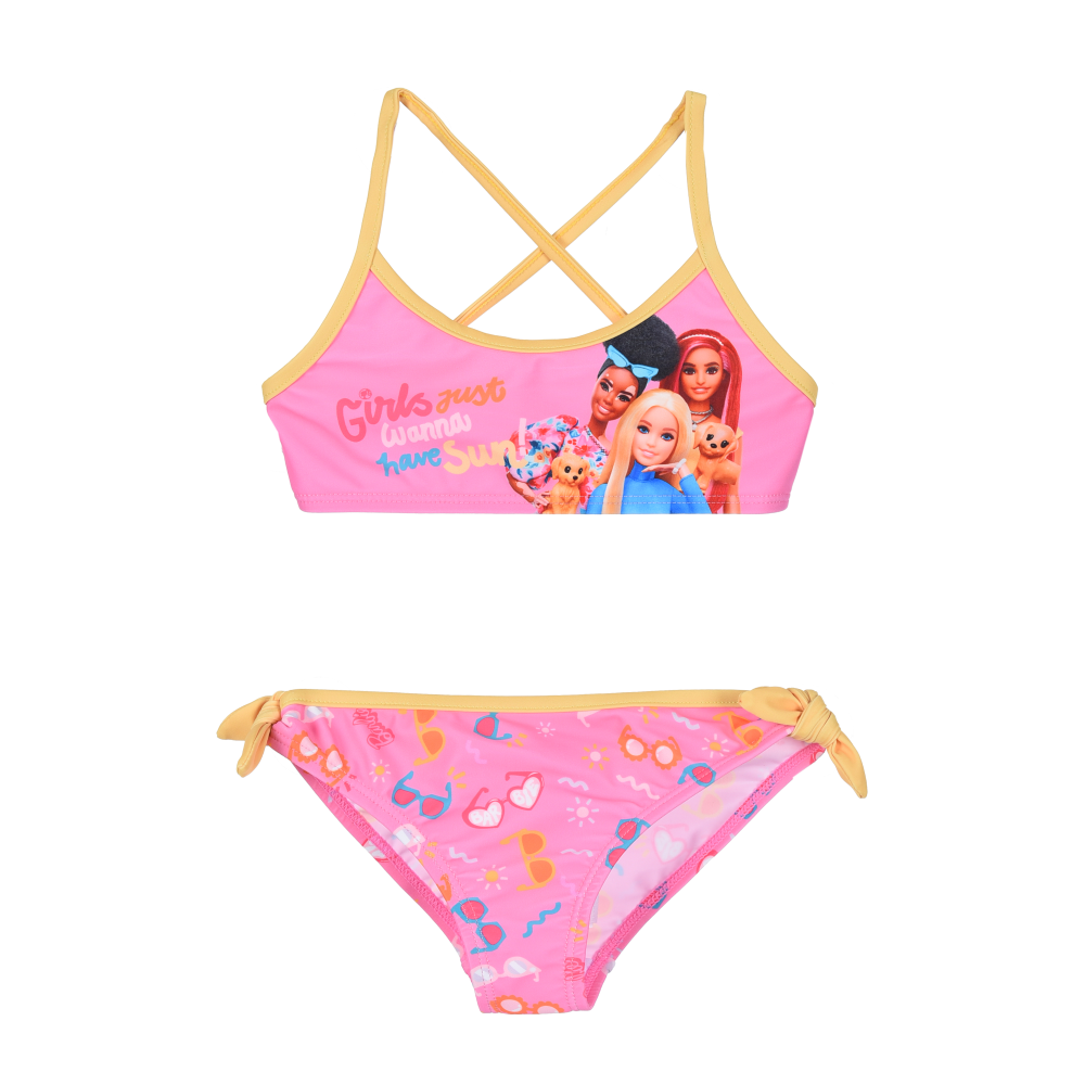 COSTUME DA BAGNO BARBIE MATTEL 2 PEZZI BIKINI MARE TOP E SLIP BAMBINA - EZ18019FUCSIA