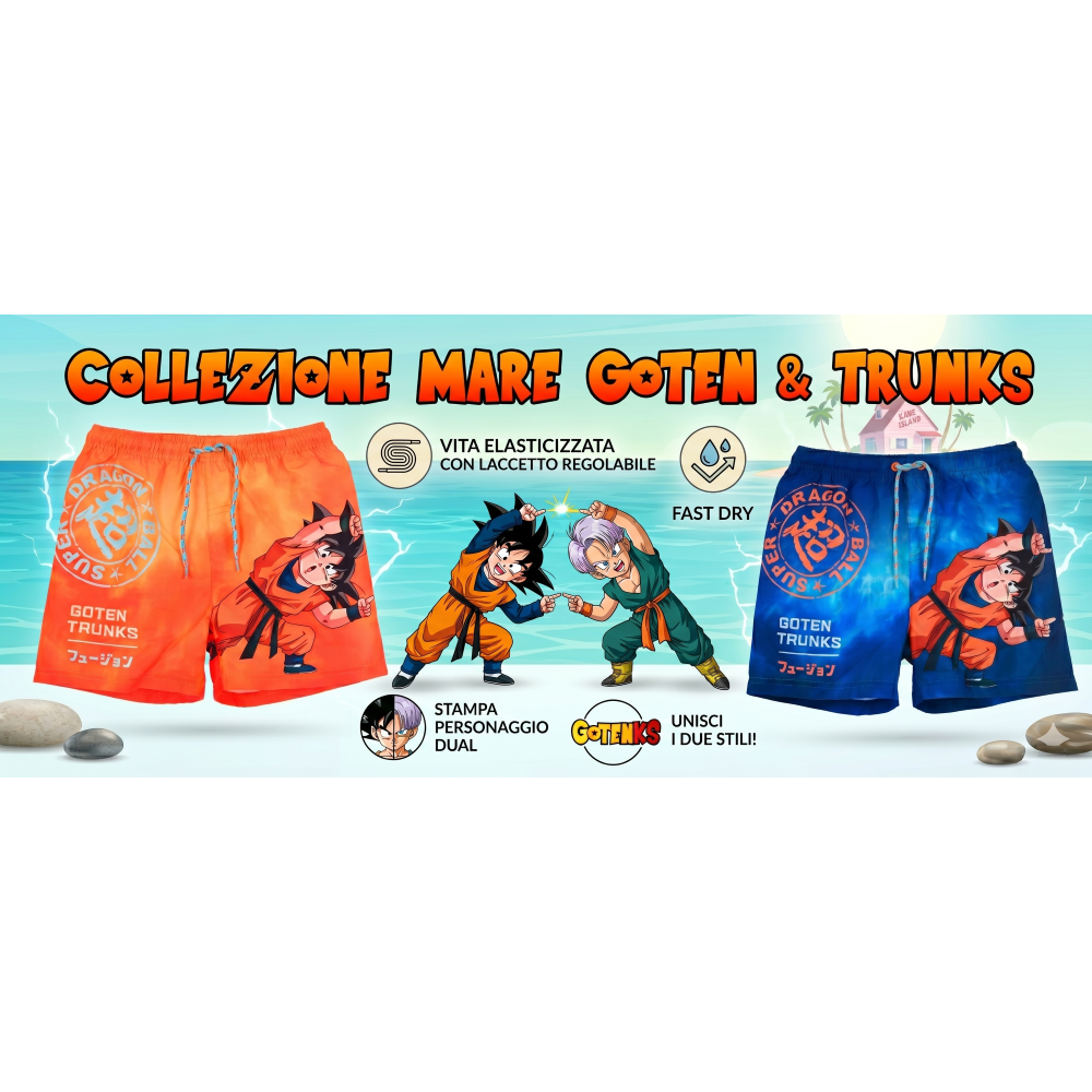 COSTUME DA BAGNO DRAGON BALL SUPER MODELLO PANTALONCINI MARE BERMUDA BAMBINI - EZ18119ARANCIO