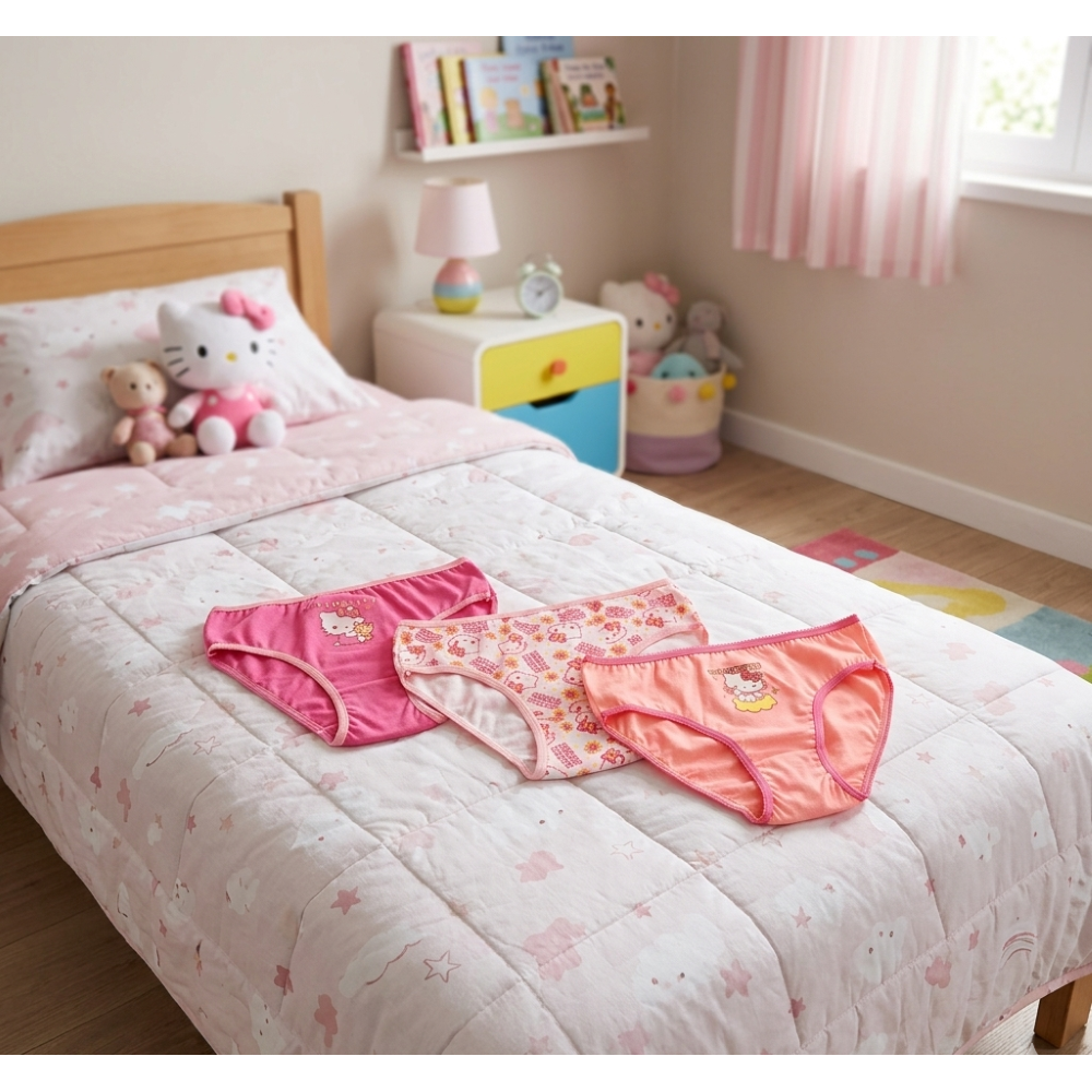 MUTANDINE SET 3 PEZZI HELLO KITTY SANRIO SLIP IN COTONE IN SCATOLA 3/8 ANNI- EZ30044
