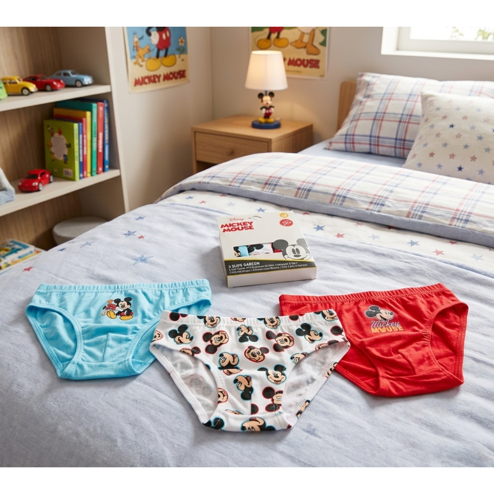 MUTANDINE SET 3 PEZZI TOPOLINO DISNEY SLIP IN COTONE IN SCATOLA 3/6 ANNI- EZ30062