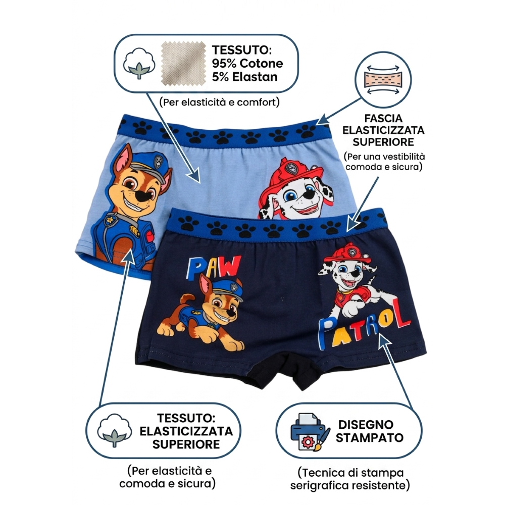 BOXER SET 2 PEZZI PAW PATROL MUTANDE IN COTONE 3/6 ANNI - EZ30028/2