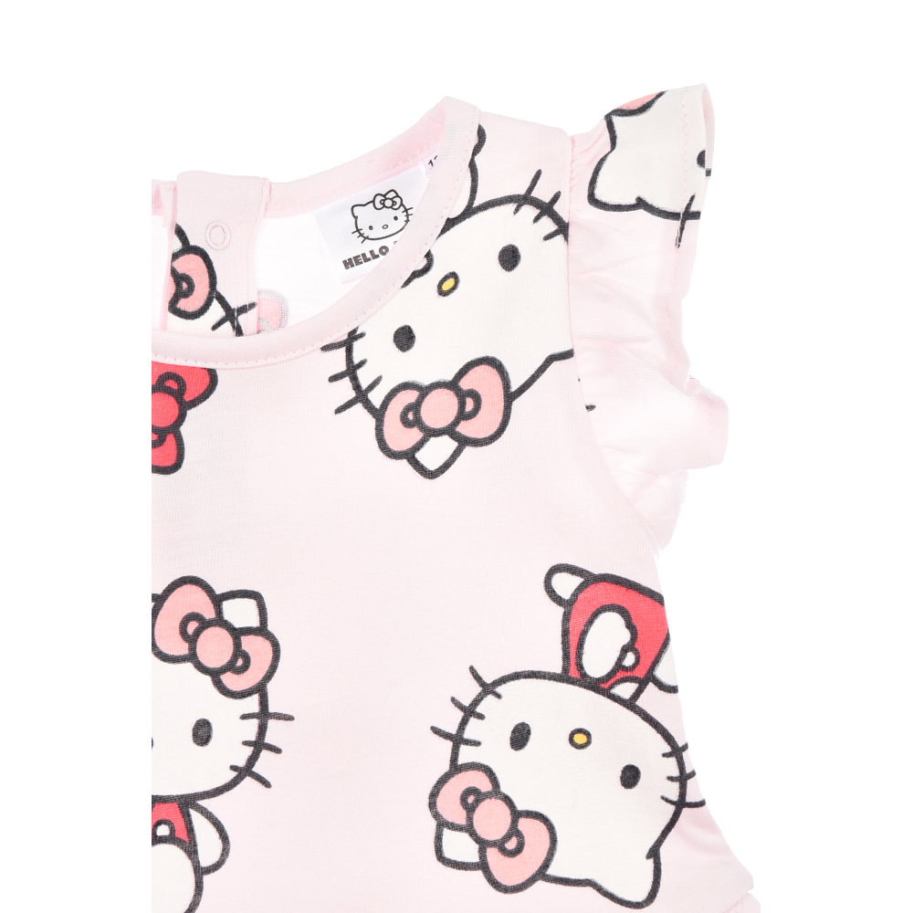 ABITO HELLO KITTY SANRIO SMANICATO NEONATA VESTITINO SCAMICIATA IN COTONE - EZ00016ROSA