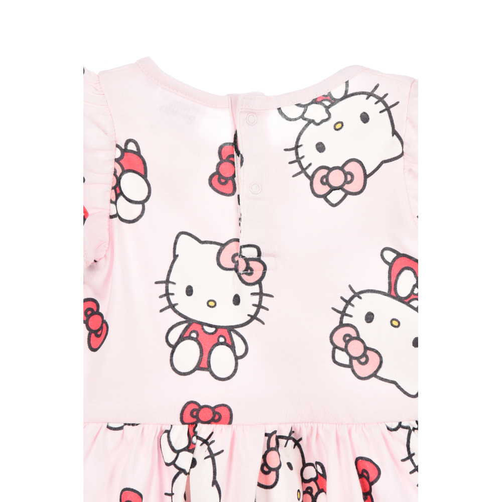 ABITO HELLO KITTY SANRIO SMANICATO NEONATA VESTITINO SCAMICIATA IN COTONE - EZ00016ROSA