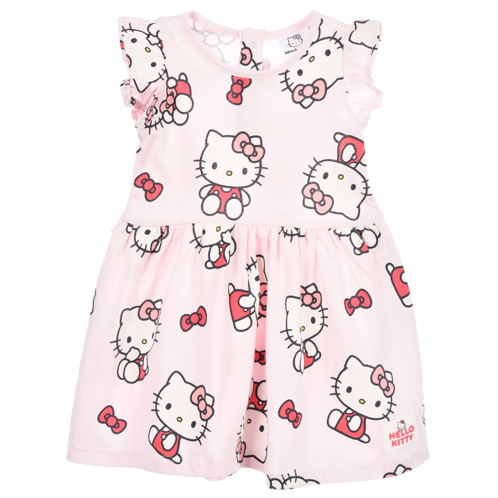 ABITO HELLO KITTY SANRIO SMANICATO NEONATA VESTITINO SCAMICIATA IN COTONE - EZ00016ROSA
