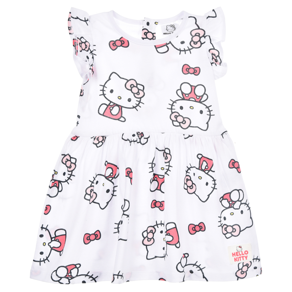 ABITO HELLO KITTY SANRIO SMANICATO NEONATA VESTITINO SCAMICIATA IN COTONE - EZ00016BIANCO