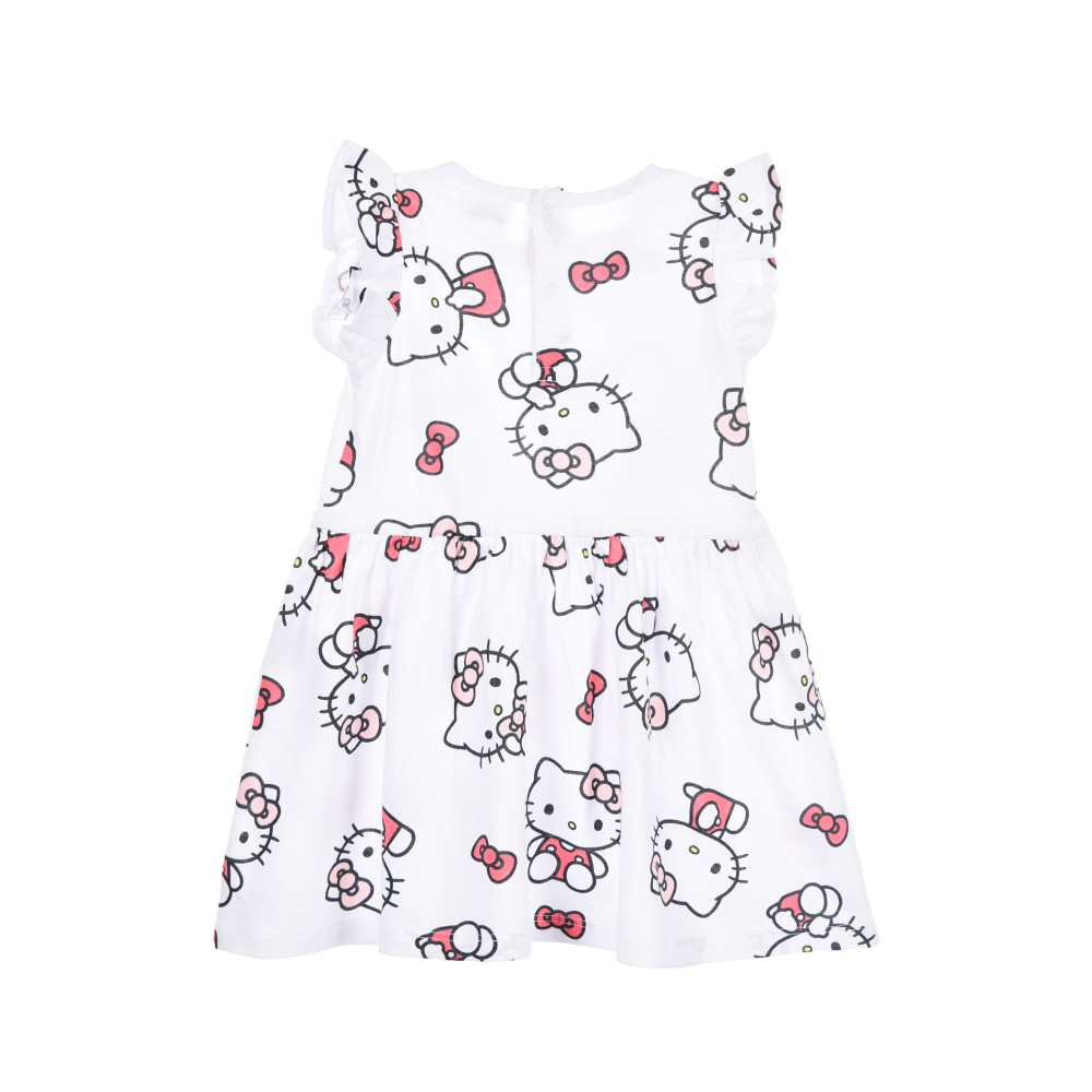 ABITO HELLO KITTY SANRIO SMANICATO NEONATA VESTITINO SCAMICIATA IN COTONE - EZ00016BIANCO